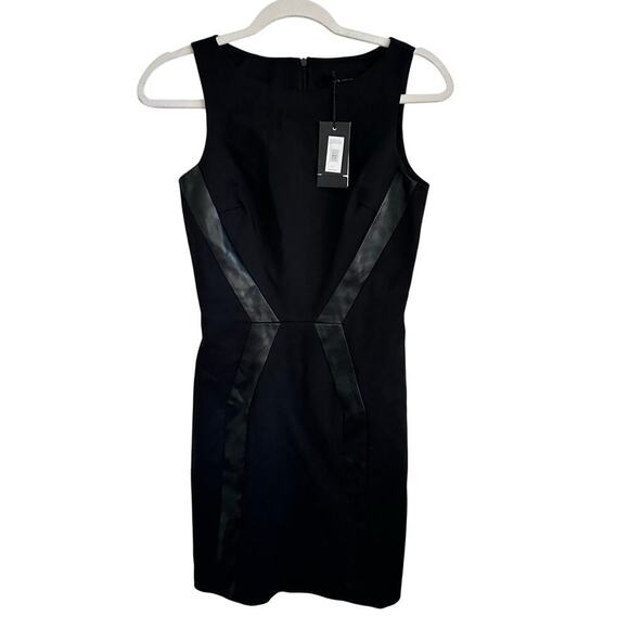 NWT A/X Armani Exchange Women's Sleeveless Faux Leather Sheath Dress Size 2 - Picture 6 of 10